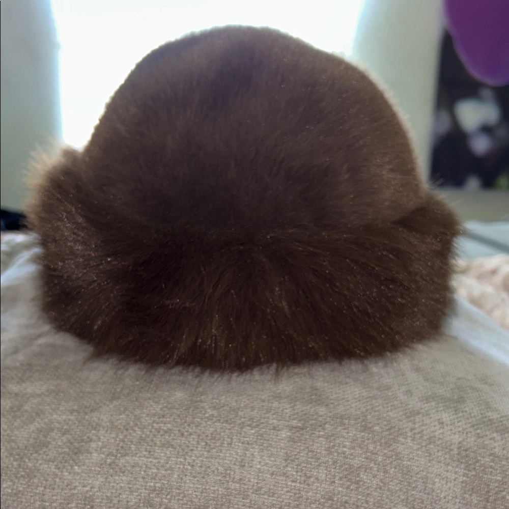 Plush Brown Faux Fur Hat